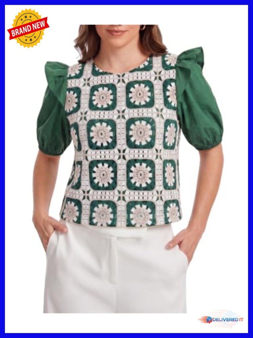 Women Crochet Crop Top Eyelet Ruffle Sleeve Summer Boho Dressy Casual